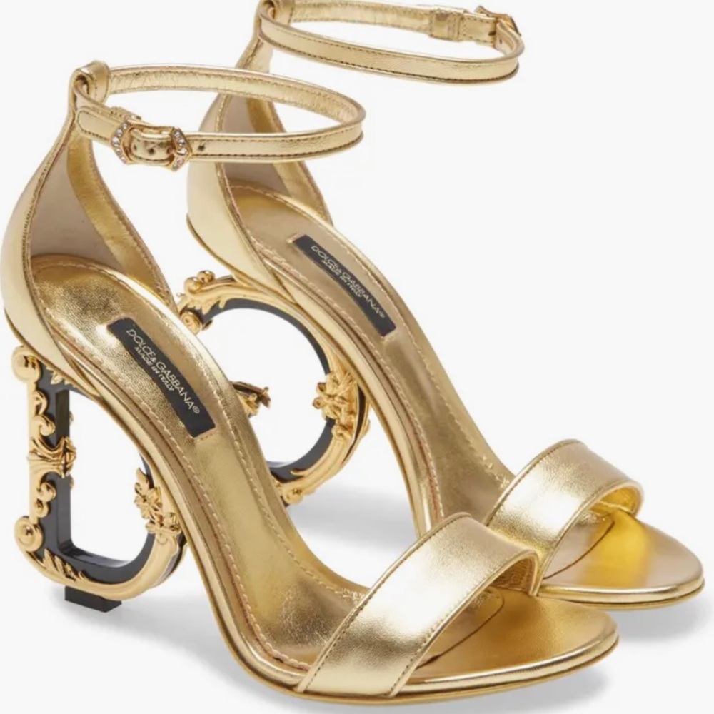 Dolce & Gabbana Keira Baroque Gold Heels
